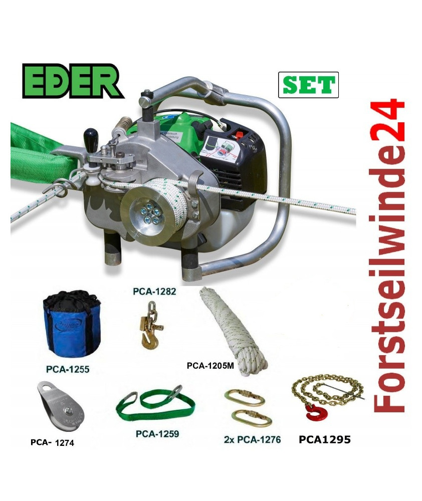 EDER Spillwinde Powerwinch SET- ESW 1200, Forstseilwinde, Motorwinde, Benzinwinde
